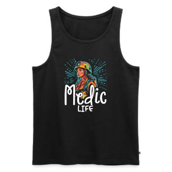 Paramedic - Sanitäter - Medic Life - Männer Premium Bio Tank Top - Schwarz - Vorne - AI Model Male 178 light (178cm)