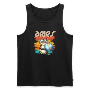 Zodiac - Sternzeichen - Aries - Widder - Männer Premium Bio Tank Top - Schwarz - Vorne - AI Model Male 178 light (178cm)