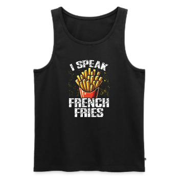 I speak French Fries - Men's Premium Organic Tank Top - black - Front - Michal (187cm)
