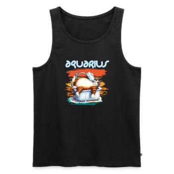 Zodiac - Sternzeichen - Aquarius - Wassermann - Men's Premium Organic Tank Top - black - Front - Michal (187cm)
