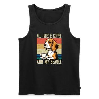 Coffee and my Beagle - Men's Premium Organic Tank Top - black - Front - Michal (187cm)