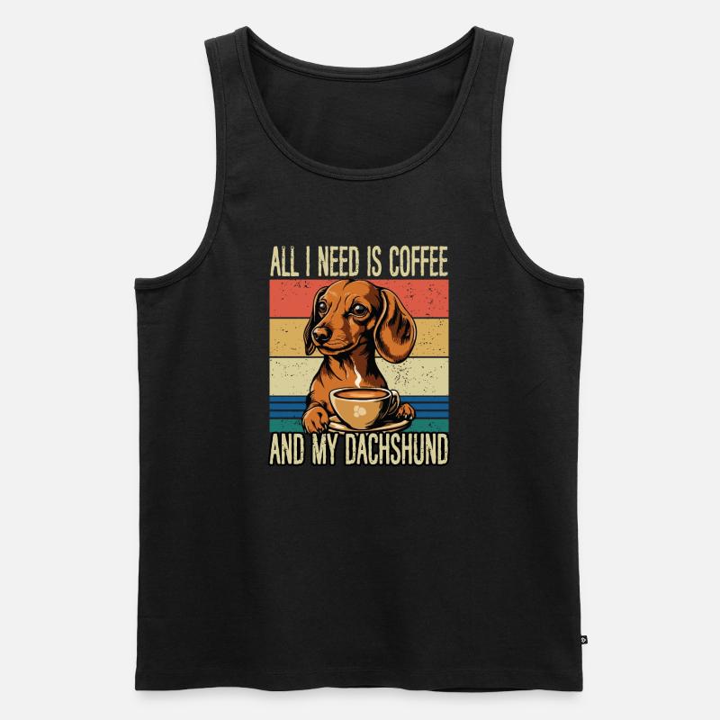 Kaffee und mein Dachshund - Männer Premium Bio Tank Top - Schwarz