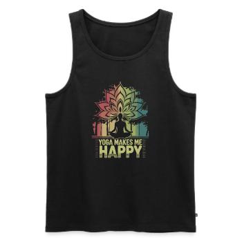 Yoga makes me happy - Men's Premium Organic Tank Top - black - Front - AI Model Male 178 light (178cm)
