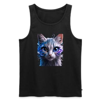 Space Cat - Männer Premium Bio Tank Top - Schwarz - Vorne - AI Model Male 178 light (178cm)
