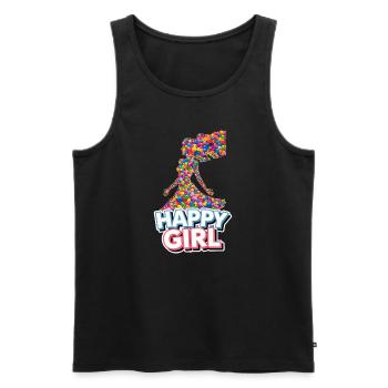 Happy Girl - Men's Premium Organic Tank Top - black - Front - AI Model Male 178 light (178cm)