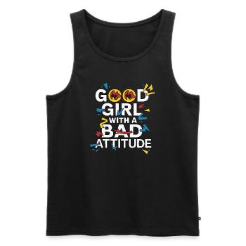 A good girl with a bad attitude - Men's Premium Organic Tank Top - black - Front - Michal (187cm)