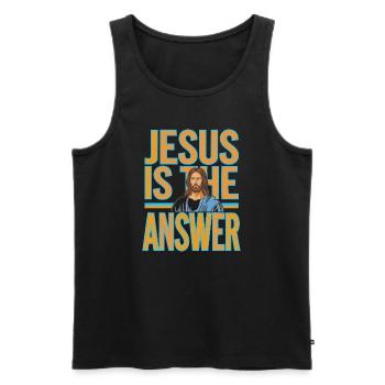 Jésus est la réponse - Jesus ist die Antwort - Débardeur bio Premium Homme - noir - Devant - Michal (187cm)