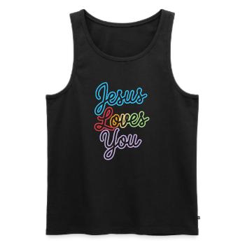 Jésus vous aime ! - Débardeur bio Premium Homme - noir - Devant - AI Model Male 178 light (178cm)