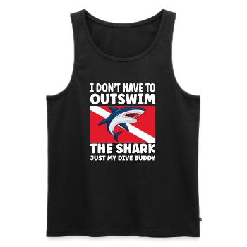 Plongée sous-marine amusante – Citation de Outswim the Shark - Débardeur bio Premium Homme - noir - Devant - AI Model Male 178 light (178cm)