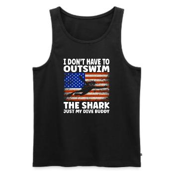 Plongée sous-marine amusante – Citation de Outswim the Shark - Débardeur bio Premium Homme - noir - Devant - AI Model Male 178 light (178cm)