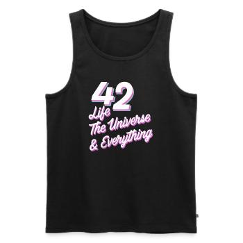 Life Universe Everything 42 réponses - Débardeur bio Premium Homme - noir - Devant - Michal (187cm)