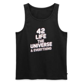 Life Universe Everything 42 réponses - Débardeur bio Premium Homme - noir - Devant - Michal (187cm)