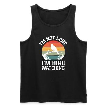 Bird Watching – Funny Nature Lover Design - Men's Premium Organic Tank Top - black - Front - AI Model Male 178 light (178cm)