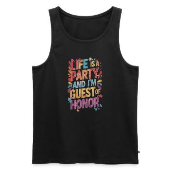 Life is a party – guest of the evening - Men's Premium Organic Tank Top - black - Front - AI Model Male 178 light (178cm)