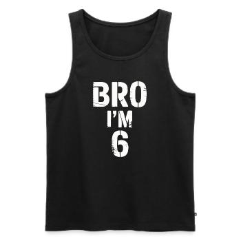 Frère, j’ai 6 ans – Design d’anniversaire cool - Débardeur bio Premium Homme - noir - Devant - Michal (187cm)