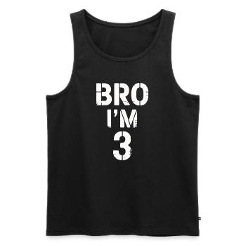 Frère, j’ai 3 ans – Design d’anniversaire cool - Débardeur bio Premium Homme - noir - Devant - Michal (187cm)