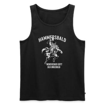 Hammersbald – Dieu nordique de l’impatience - Débardeur bio Premium Homme - noir - Devant - AI Model Male 178 light (178cm)