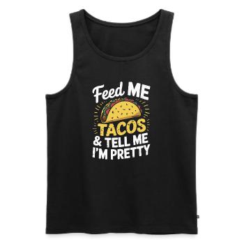 Taco-Design - Füttere mich & sag, ich bin hübsch - Männer Premium Bio Tank Top - Schwarz - Vorne - AI Model Male 178 light (178cm)