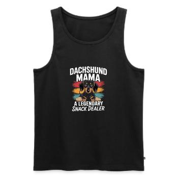 Dachshund Mama – Revendeur de snacks légendaire - Débardeur bio Premium Homme - noir - Devant - Michal (187cm)
