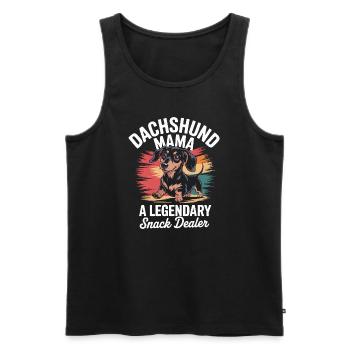 Dachshund Mama – Revendeur de snacks légendaire - Débardeur bio Premium Homme - noir - Devant - Michal (187cm)