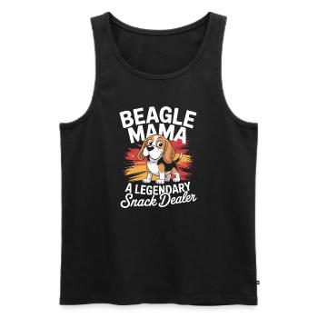 Beagle Mama, marchand de collations légendaire - Débardeur bio Premium Homme - noir - Devant - AI Model Male 178 light (178cm)