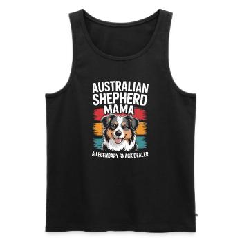 Berger australien Mama, marchand de snacks légendaire - Débardeur bio Premium Homme - noir - Devant - AI Model Male 178 light (178cm)