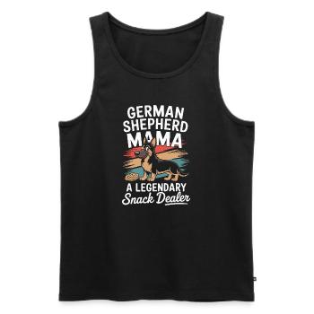 Berger allemand Mama, marchand de snacks légendaire - Débardeur bio Premium Homme - noir - Devant - Michal (187cm)