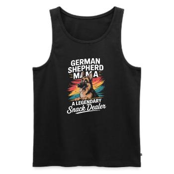 Berger allemand Mama, marchand de snacks légendaire - Débardeur bio Premium Homme - noir - Devant - Michal (187cm)