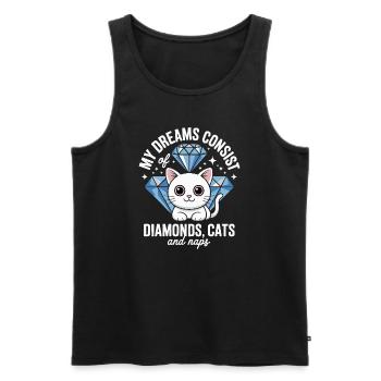Dreams are made of diamonds, cats, naps - Men's Premium Organic Tank Top - black - Front - AI Model Male 178 light (178cm)