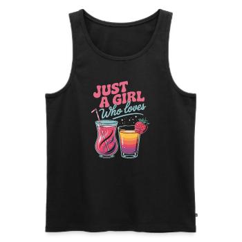 Juste une fille qui aime les vacances et les cocktails - Débardeur bio Premium Homme - noir - Devant - AI Model Male 178 light (178cm)