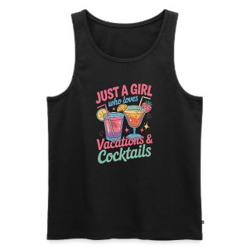 Juste une fille qui aime les vacances et les cocktails - Débardeur bio Premium Homme - noir - Devant - AI Model Male 178 light (178cm)