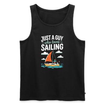Just a Guy who loves Sailing – Sail Design - Men's Premium Organic Tank Top - black - Front - Michal (187cm)