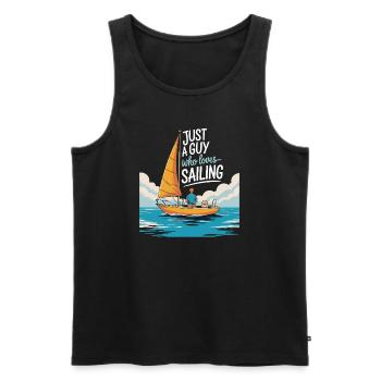 Just a Guy who loves Sailing – Sail Design - Men's Premium Organic Tank Top - black - Front - Michal (187cm)