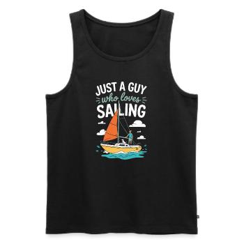 Just a Guy who loves Sailing – Sail Design - Men's Premium Organic Tank Top - black - Front - Michal (187cm)