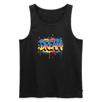 DREAM Graffiti Design voller Farbe und Motivation - Männer Premium Bio Tank Top - Schwarz - Vorne - Michal (187cm)