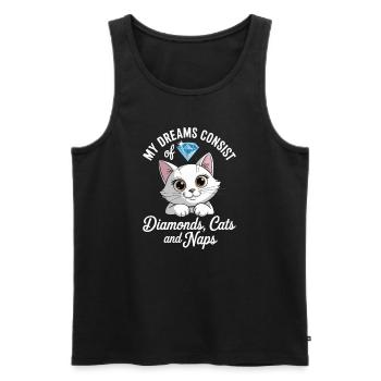 Träume bestehen aus Diamanten, Katzen, Nickerchen - Männer Premium Bio Tank Top - Schwarz - Vorne - AI Model Male 178 light (178cm)