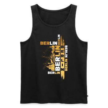 Berlin Germany City Skyline Font Gold - Men's Premium Organic Tank Top - black - Front - AI Model Male 178 light (178cm)
