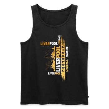 Liverpool Angleterre Royaume-Uni City Skyline Gold Grunge - Débardeur bio Premium Homme - noir - Devant - Michal (187cm)
