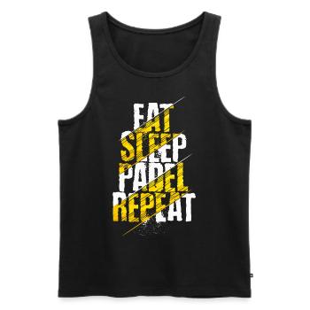 Eat Sleep Padel Repeat Written Padel Witty Padel - Männer Premium Bio Tank Top - Schwarz - Vorne - Michal (187cm)