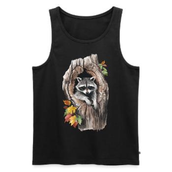 Niedlicher Waschbär in hohlem Baum für einen - Männer Premium Bio Tank Top - Schwarz - Vorne - AI Model Male 178 light (178cm)