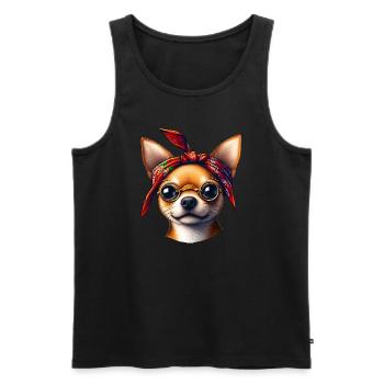 Chihuahua L’Artiste Rap - Débardeur bio Premium Homme - noir - Devant - Michal (187cm)