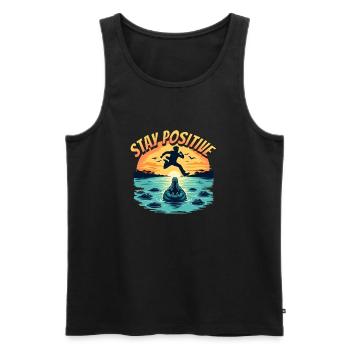 Stay Positive - Men's Premium Organic Tank Top - black - Front - AI Model Male 178 light (178cm)