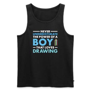 Drawer Never Underestimate The Power Of A Boy - Men's Premium Organic Tank Top - black - Front - AI Model Male 178 light (178cm)