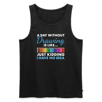 Drawer A Day Without Drawing - Men's Premium Organic Tank Top - black - Front - AI Model Male 178 light (178cm)