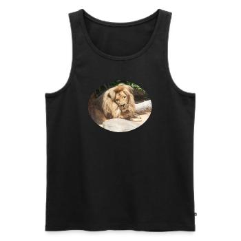 Männlicher Löwe hintern Baum, Natürlich - Männer Premium Bio Tank Top - Schwarz - Vorne - Michal (187cm)