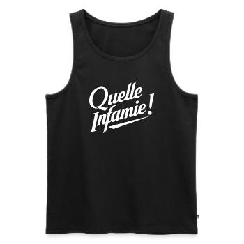 Quelle infamie - Débardeur bio Premium Homme - noir - Devant - AI Model Male 178 light (178cm)
