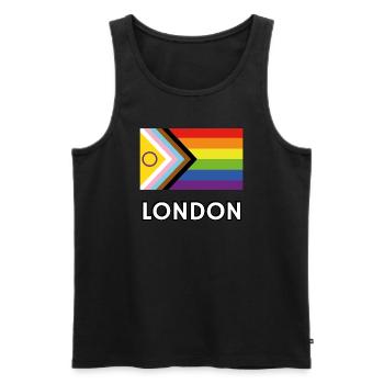 Inklusive Pride-Fortschrittsflagge London - Männer Premium Bio Tank Top - Schwarz - Vorne - AI Model Male 178 light (178cm)