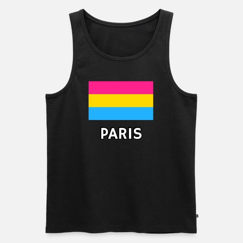 Pan Pride Flagge Paris - Männer Premium Bio Tank Top - Schwarz