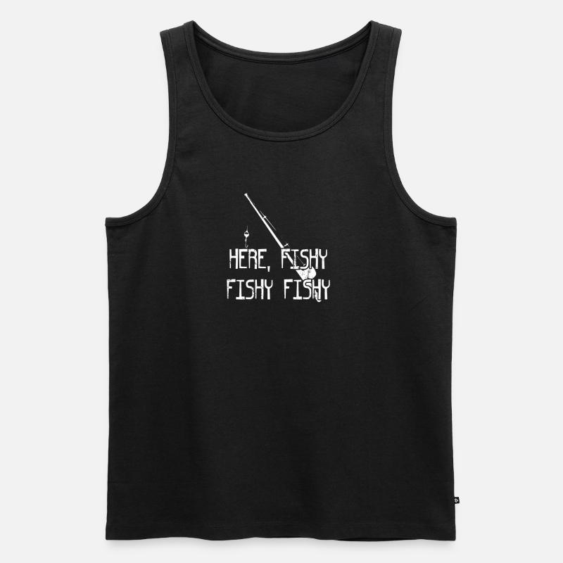 HERE FISHY FISHY FISHY - Männer Premium Bio Tank Top - Schwarz