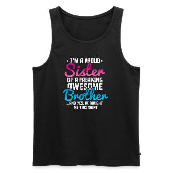 Stolze Schwester eines großartigen Bruders - Männer Premium Bio Tank Top - Schwarz - Vorne - Michal (187cm)